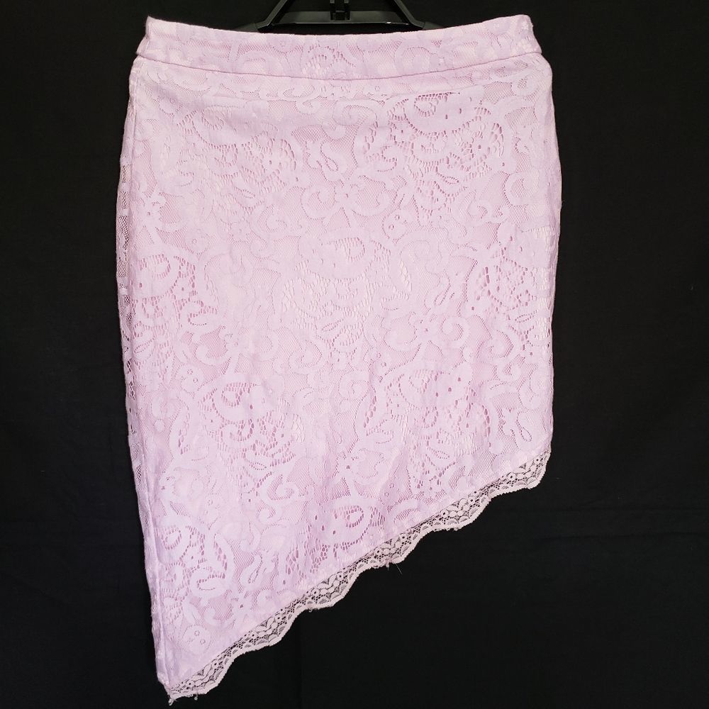 Tobi Lace Womens Skirt Size Medium Lavender Asymmetric Fully lined Zipper